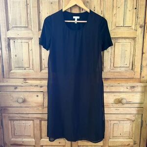 Leith XS Black Short Sleeve‎ Layered Sheer Tunic Blouse